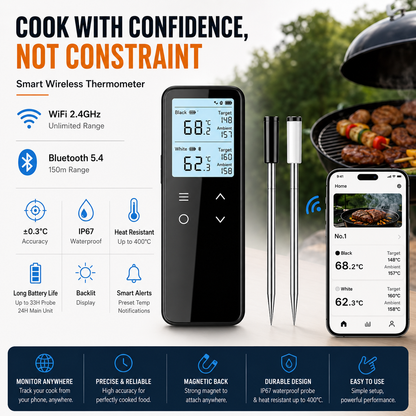 Wireless BBQ Thermometer with WIFI Bluetooth
